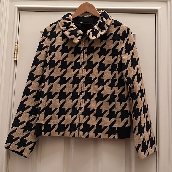 AKRIS PUNTO Houndstooth Jacquard Jacket in Caramel Black Sz10 - Picture 8 of 16